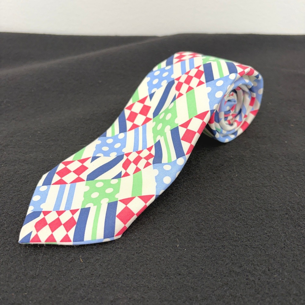Vineyard Vines Kentucky Derby Silk Tie Patchwork Necktie Preppy Horse Racing